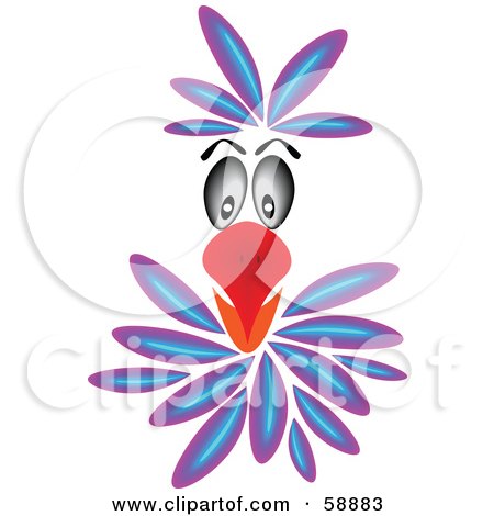Royalty-Free (RF) Clipart Illustration of a Parrot Face With Purple And Blue Feathers by kaycee