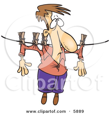 Man Hanging on a Clothes Line to Dry Clipart Illustration by toonaday