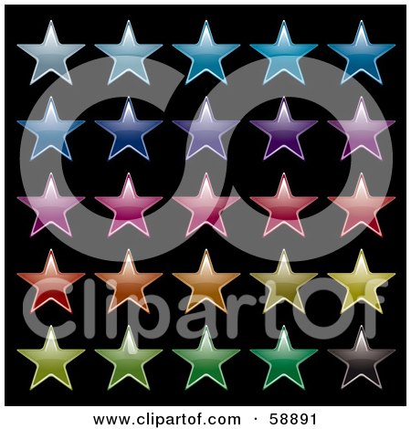 Royalty-Free (RF) Clipart Illustration of a Digital Collage Of Rows Of Colorful Stars - Version 2 by michaeltravers