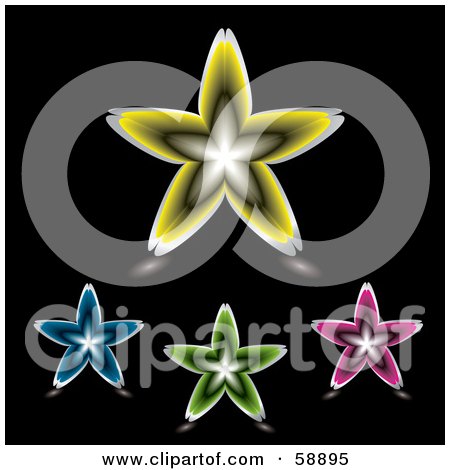 Royalty-Free (RF) Clipart Illustration of a Digital Collage Of Four Colorful Floral Stars - Version 2 by michaeltravers