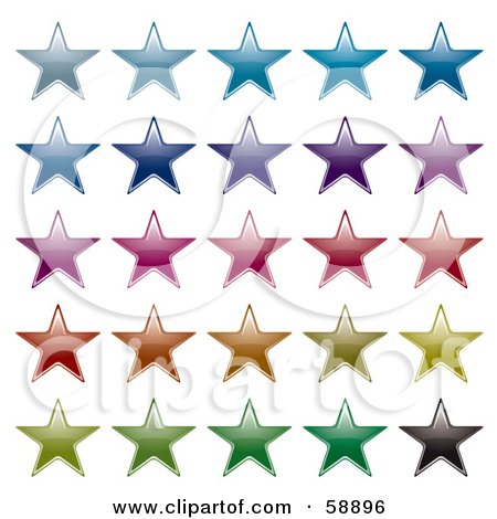 Royalty-Free (RF) Clipart Illustration of a Digital Collage Of Rows Of Colorful Stars - Version 1 by michaeltravers