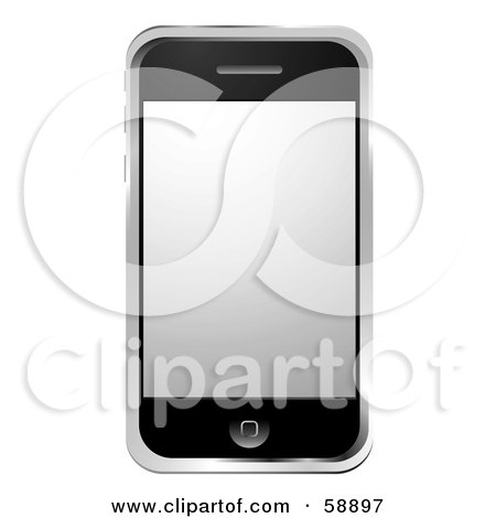 Royalty-Free (RF) Clipart Illustration of a Modern Cellular Phone With A Silver Screen by michaeltravers