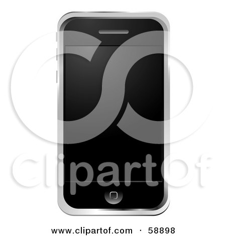 Royalty-Free (RF) Clipart Illustration of a Modern Cellular Phone With A Black Screen by michaeltravers