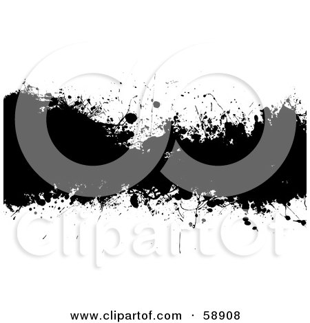Royalty-Free (RF) Clipart Illustration of a Black Ink Splatter Text Box Spanning A White Background by michaeltravers