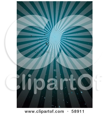 Royalty-Free (RF) Clipart Illustration of a Background Of A Blue Grunge Burst Of Light Rays - Version 2 by michaeltravers