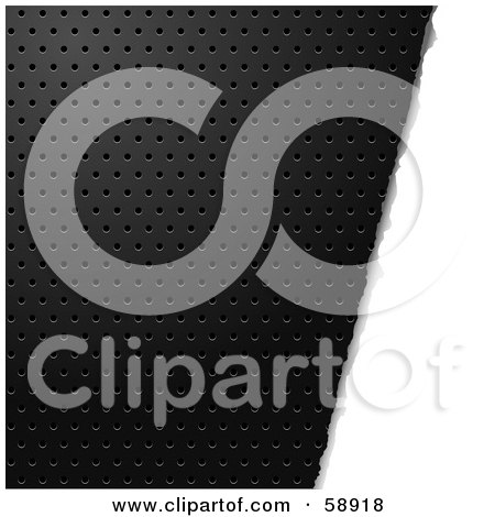 Royalty-Free (RF) Clipart Illustration of a Piece Of Torn Paper Resting On A Black Metal Grid by michaeltravers