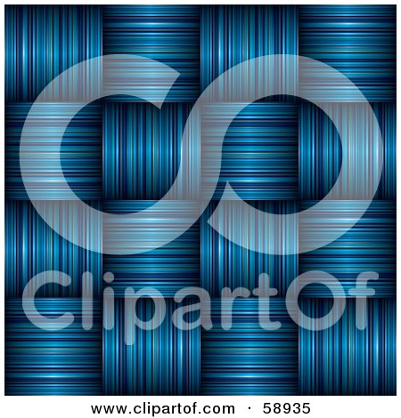 Royalty-Free (RF) Clipart Illustration of a Textured Weaved Blue Stripe Background by michaeltravers