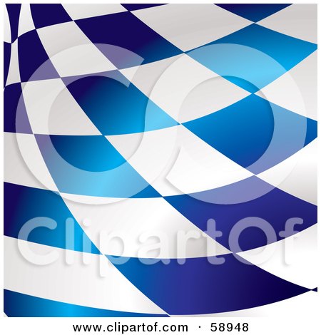 Royalty-Free (RF) Clipart Illustration of a Blue And White Wavy Checkered Square Background by michaeltravers