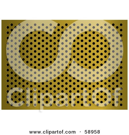 Royalty-Free (RF) Clipart Illustration of a Gold Metal Grill Background With Holes - Version 1 by michaeltravers