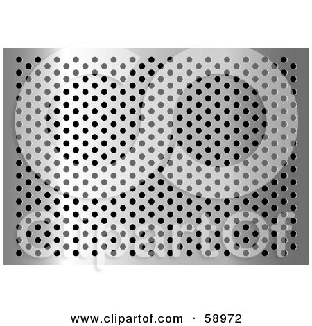 Royalty-Free (RF) Clipart Illustration of a Chrome Metal Grill Background With Holes - Version 4 by michaeltravers