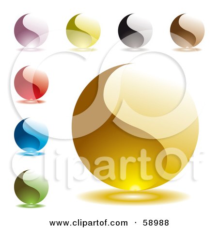 Royalty-Free (RF) Clipart Illustration of a Digital Collage Of Colorful Yin Yang Like Website Buttons - Version 2 by michaeltravers