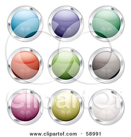 Royalty-Free (RF) Clipart Illustration of a Digital Collage Of Reflective Orb Website Buttons by michaeltravers