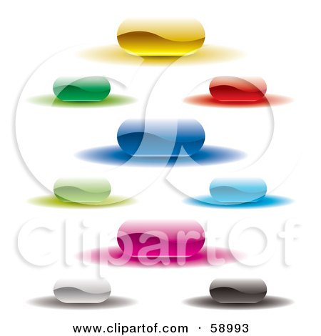 Royalty-Free (RF) Clipart Illustration of a Digital Collage Of Colorful Pill Shaped Website Buttons by michaeltravers