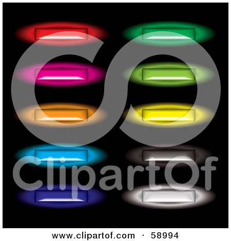 Royalty-Free (RF) Clipart Illustration of a Digital Collage Of Long, Colorful And Glowing Site Buttons by michaeltravers