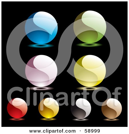 Royalty-Free (RF) Clipart Illustration of a Digital Collage Of Colorful Yin Yang Like Website Buttons - Version 1 by michaeltravers