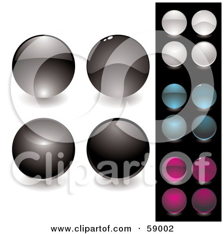 Royalty-Free (RF) Clipart Illustration of a Digital Collage Of Shiny And Reflective Black, White, Blue And Pink Website Buttons by michaeltravers