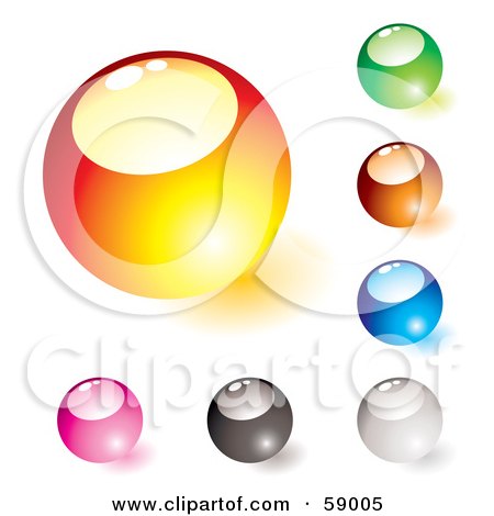 Royalty-Free (RF) Clipart Illustration of a Digital Collage Of Rounded Colorful Orb Buttons - Version 3 by michaeltravers
