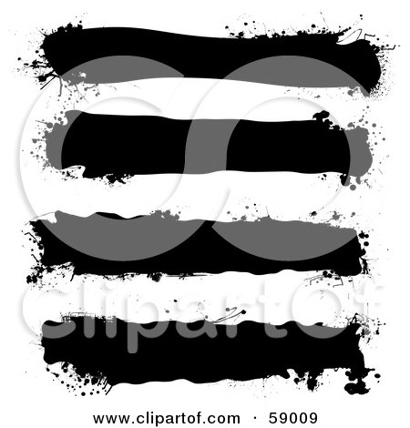 Royalty-Free (RF) Clipart Illustration of a Digital Collage Of Four Black Splatter Grunge Banners by michaeltravers