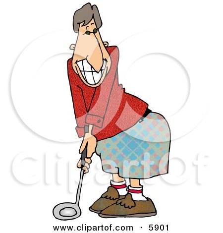 Happy Man Golfing at a Golf Course on the Weekend Clipart Picture by djart