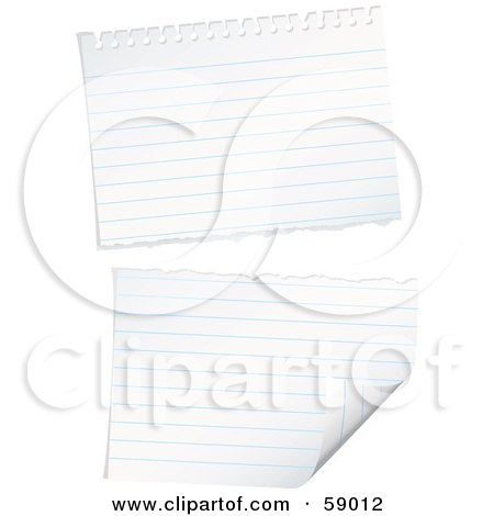 Royalty-Free (RF) Clipart Illustration of a Ripped Piece Of Lined Notebook Paper by michaeltravers
