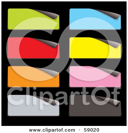 Royalty-Free (RF) Clipart Illustration of a Digital Collage Of Peeling Rectangular Stickers In Multiple Colors by michaeltravers