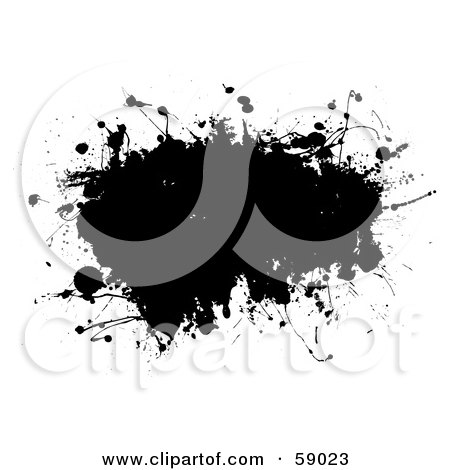 Royalty-Free (RF) Clipart Illustration of a Black Ink Splatter Background On White - Version 2 by michaeltravers