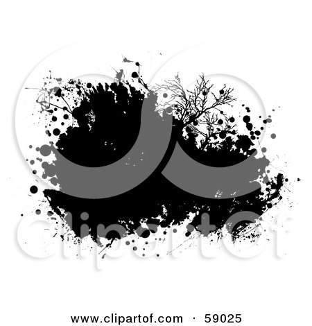 Royalty-Free (RF) Clipart Illustration of a Black Ink Splatter Background On White - Version 1 by michaeltravers