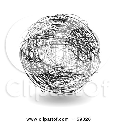 Royalty-Free (RF) Clipart Illustration of a Black Sketch Of A Scribble Orb by michaeltravers