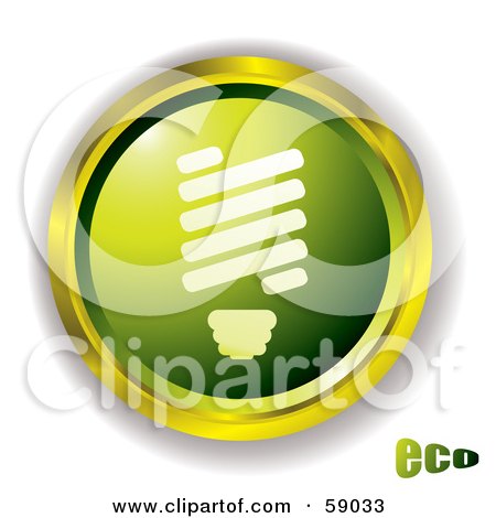 Royalty-Free (RF) Clipart Illustration of a Green Eco Light Bulb Website Button by michaeltravers