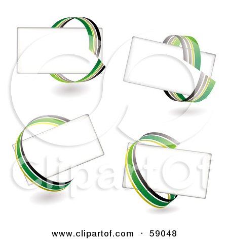 Royalty-Free (RF) Clipart Illustration of a Digital Collage Of Blank Text Boxes Circled With Green, Yellow And Gray Ribbons by michaeltravers