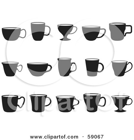 Royalty-Free (RF) Clipart Illustration of a Digital Collage Of Black And White Cups by Frisko