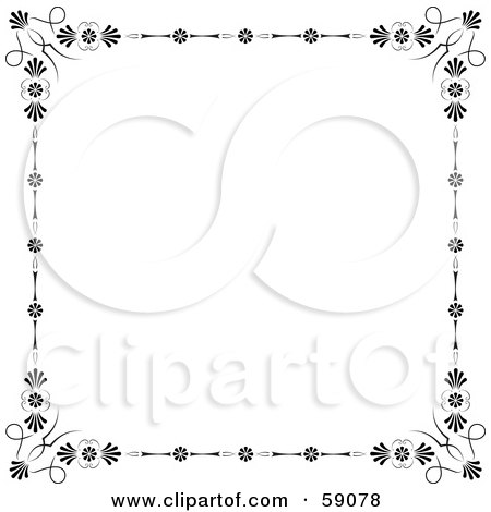 Royalty-Free (RF) Clipart Illustration of a White Background With A Black Floral Border And Flourishes by Frisko