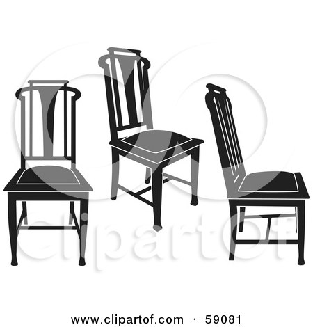 Royalty-Free (RF) Clipart Illustration of a Digital Collage Of Black Chairs - Version 2 by Frisko