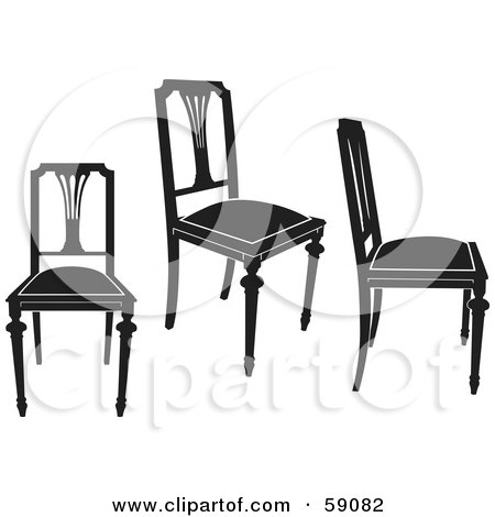 Royalty-Free (RF) Clipart Illustration of a Digital Collage Of Black Chairs - Version 4 by Frisko