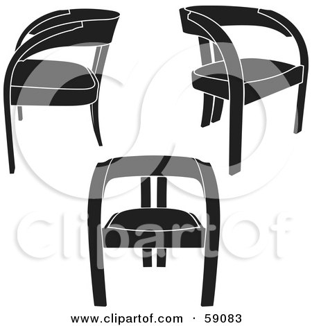 Royalty-Free (RF) Clipart Illustration of a Digital Collage Of Black Chairs - Version 1 by Frisko