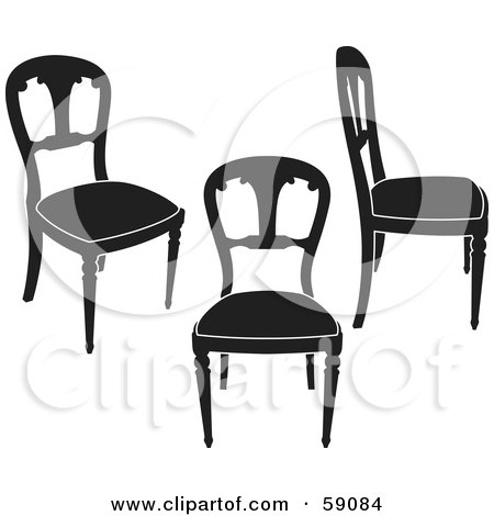 Royalty-Free (RF) Clipart Illustration of a Digital Collage Of Black Chairs - Version 3 by Frisko