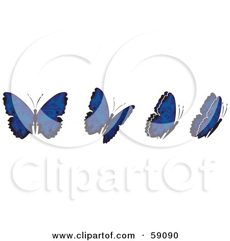 Royalty-Free (RF) Clipart Illustration of a Group Of Blue Flying Butterflies by Frisko
