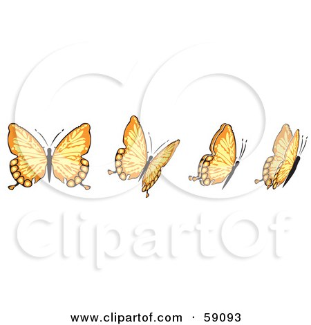 Royalty-Free (RF) Clipart Illustration of a Group Of Orange  Flying Butterflies by Frisko