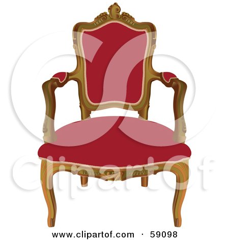 Royalty-Free (RF) Clipart Illustration of an Elegant Wood Chair With Red Upholstery by Frisko