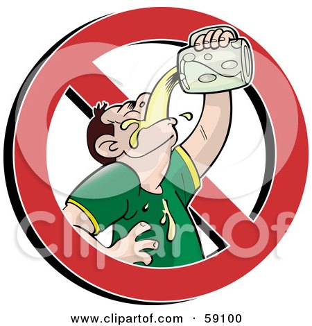 Royalty-Free (RF) Clipart Illustration of a Prohibited Symbol Around A Man Chugging Beer by Frisko