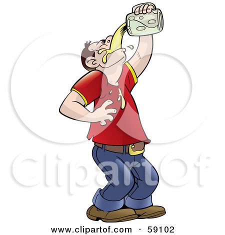 Royalty-Free (RF) Clipart Illustration of a Man Tilting His Head Back And Pouring Beer Into His Mouth by Frisko