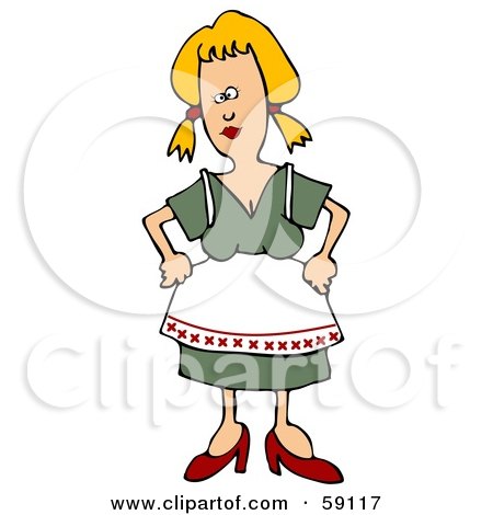 Royalty-Free (RF) Clipart Illustration of a Friendly Oktoberfest Woman Standing With Her Hands On Her Hips by djart