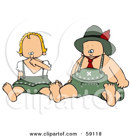 Royalty-Free (RF) Clipart Illustration of an Oktoberfest Baby Boy And Girl by djart