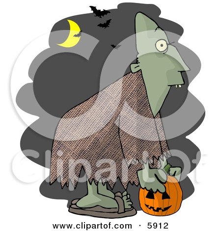 Halloween Ghoul Picking Up a Jack-o-Lantern at Night Posters, Art Prints