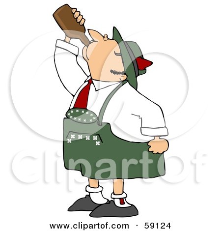 Royalty-Free (RF) Clipart Illustration of an Oktoberfest Man Guzzling Beer From A Brown Bottle by djart