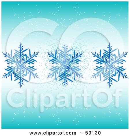 Royalty-Free (RF) Clipart Illustration of a Background Of Three Blue Snowflakes And Snow by elaineitalia