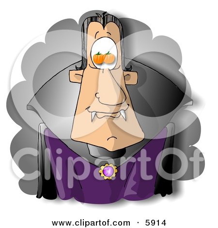 Pumpkin Eyed Man Wearing a Count Dracula Costume During Halloween Posters, Art Prints
