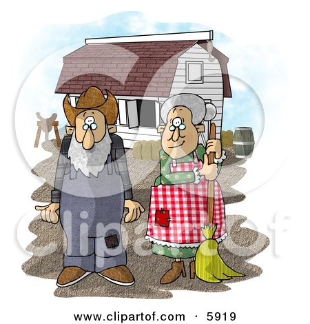 Farmer Wife and Husband Standing In Front of a Barn Clipart Picture by djart