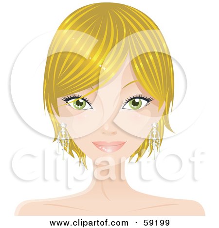 Royalty-Free (RF) Clipart Illustration of a Pretty Blond Woman With Short Hair, Facing Front by Melisende Vector