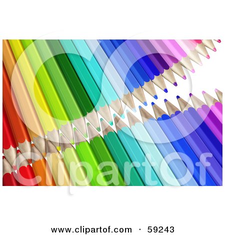 Royalty-Free (RF) Clipart Illustration of Two Rows Of Colored Pencils With Their Tips Pointing Inwards - Version 2 by Frog974